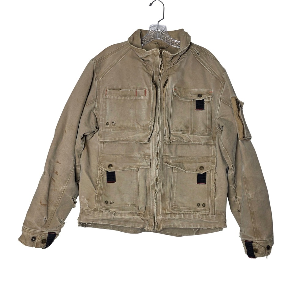 Blaklader Workwear Canvas Utility Jacket Mens M Distressed Tan Cargo Gorpcore